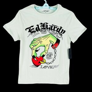 Ed Hardy Men's Short Sleeve Prisoner of Love Tattoo Artic Blue T-shirt Small NWT